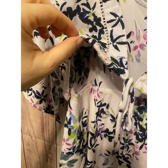 Jessica Simpson Small Mini Nursing Dress White Blue Floral V-Neck Maternity - Picture 7 of 12